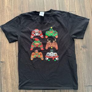 Christmas Gaming Themed Short Sleve Tee T-shirt Youth L